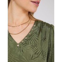 V-Neck Short Puff Sleeve Popover Top