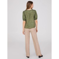 V-Neck Short Puff Sleeve Popover Top