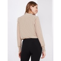 Velvet Dot Mesh Top With Ruffle Details
