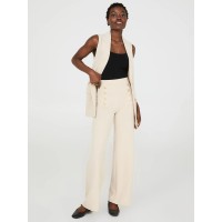 Wide-Leg Ankle Length Pants With Gold Button Details