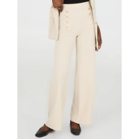 Wide-Leg Ankle Length Pants With Gold Button Details