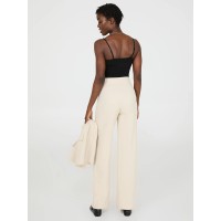 Wide-Leg Ankle Length Pants With Gold Button Details