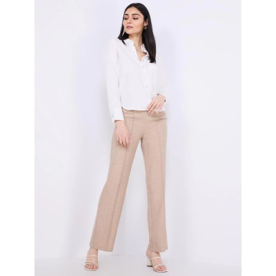 Wide-Leg Pintuck Front Pants