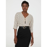 Zip Front V-Neck Top