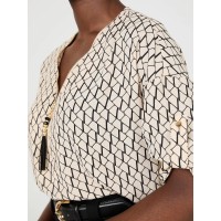 Zip Front V-Neck Top