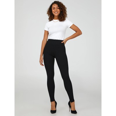 Zipper Detail High-Waisted Pull-On Pants