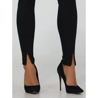 Zipper Detail High-Waisted Pull-On Pants