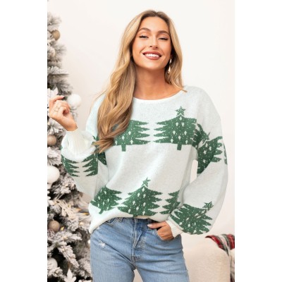 Christmas Tree White Sweater