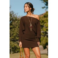 Off the Cuff Brown Mini Dress